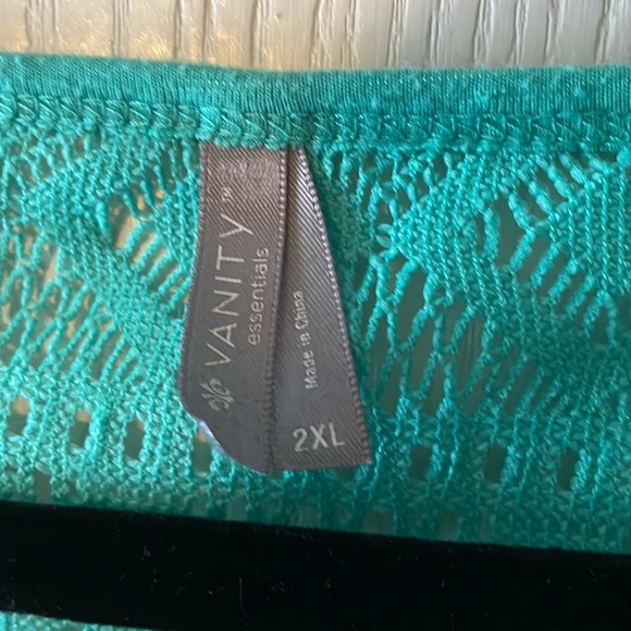 Vanity 2XL Mint Green Boho Lace Shirt - Picture 2 of 4